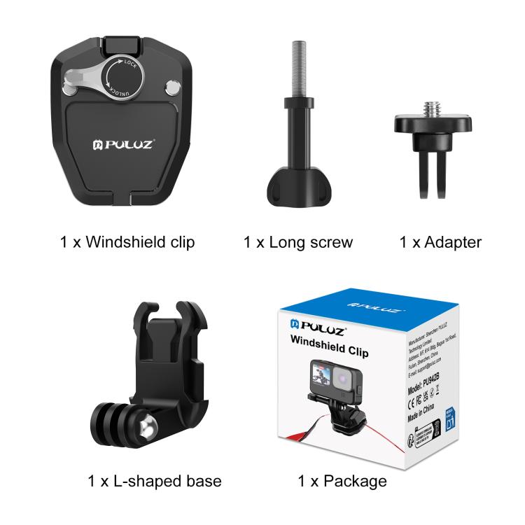 Motorcycle Windshield Action Camera Mount Clip for GoPro Hero12 Black / DJI Osmo Action 4 / Insta360 X4 / Ace Pro and Other Action Cameras, Windshield Clip I