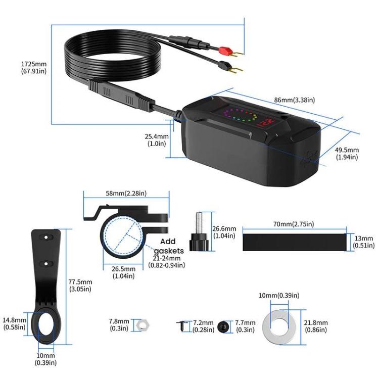Waterproof Dustproof Motorcycle Phone Charger Retractable USB Charging Cable with 3 way charging. Best Motorcycle charger