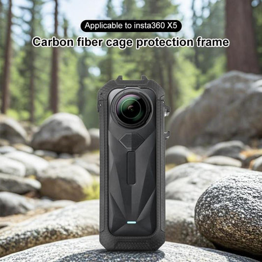 For Insta360 X5 Cold Shoe Carbon Fiber Texture ABS Plastic Protective Frame