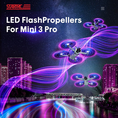 For DJI Mini 4 Pro / Mavic Mini 3 Pro STARTRC 2 Pairs Color LED Flash Lamp Low Noise Propellers, For DJI Mavic Mini 3 Pro