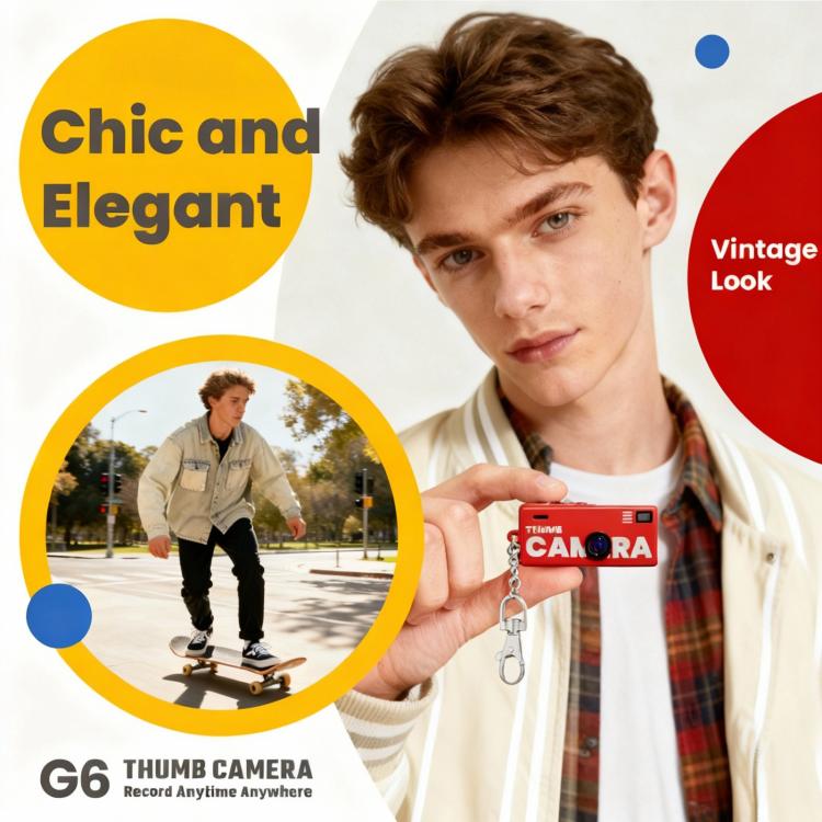 G6 Mini Digital Camera for Kids – HD Video, Keychain-Size, Wide-Angle Lens