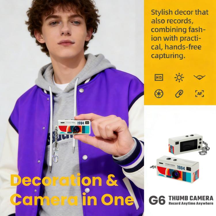 G6 Mini Digital Camera for Kids – HD Video, Keychain-Size, Wide-Angle Lens