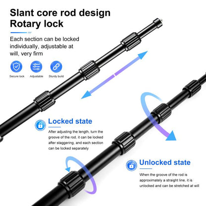 PULUZ Cycling Quick Release Bracket with 150cm Locking Selfie Stick Set, 2 x Dual-heads Crabs Clamps Handlebar Fixed Mount, Locking Selfie Stick
