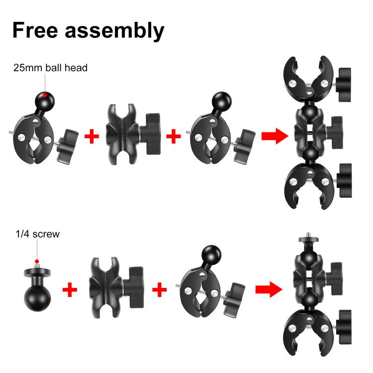 PULUZ Cycling Quick Release Bracket with 150cm Locking Selfie Stick Set, 2 x Dual-heads Crabs Clamps Handlebar Fixed Mount, Locking Selfie Stick