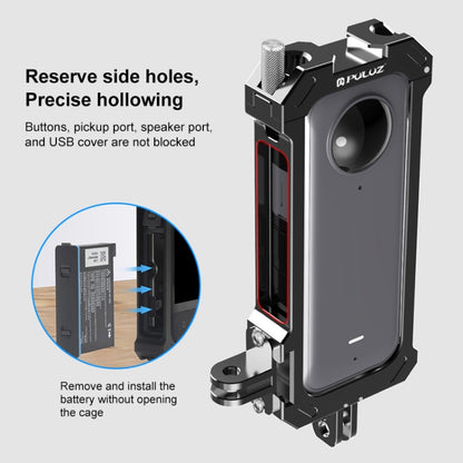 For Insta360 X3 PULUZ Metal Protective Cage Rig Housing Frame with Expand Cold Shoe Base & Tripod Adapter, Metal Cage US Stock, For Insta360 X3