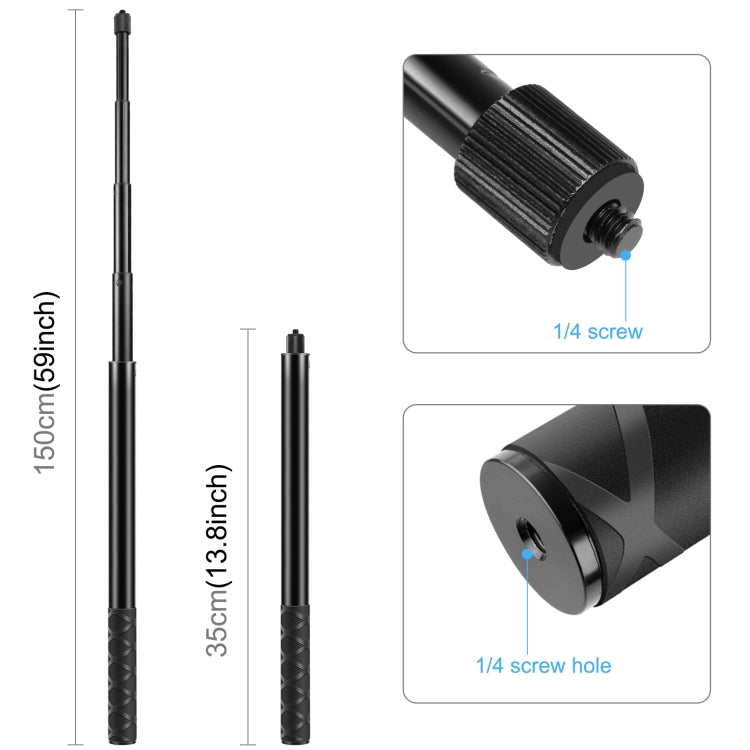PULUZ 150cm Selfie Stick Monopod for Insta360 & DJI Osmo 360