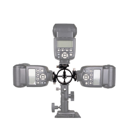 Round Field 3 Triple Head Hot Shoe Mount Adapter Flash Holder Bracket Light Stand Holder, Round Triple Heads Bracket