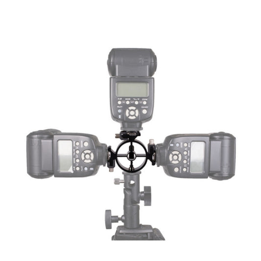 Round Field 3 Triple Head Hot Shoe Mount Adapter Flash Holder Bracket Light Stand Holder, Round Triple Heads Bracket