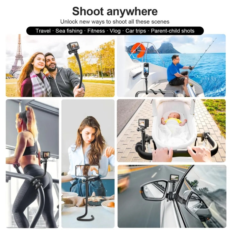 TELESIN Flexible Mount Bracket Octopus Tripod For Mini Action Camera and Mobile Phone,Spec:, Only Bracket, With Phone Clip Kit
