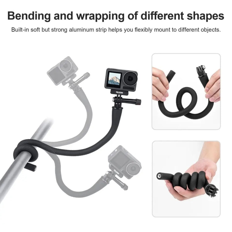 TELESIN Flexible Mount Bracket Octopus Tripod For Mini Action Camera and Mobile Phone,Spec:, Only Bracket, With Phone Clip Kit