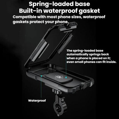 Motorcycle Heightened Rainproof Case Mount Bicycle Waterproof Box Phone Holder, Large Handlebar, Large Rearview Mirror, Small Handlebar, Small Rearview Mirror