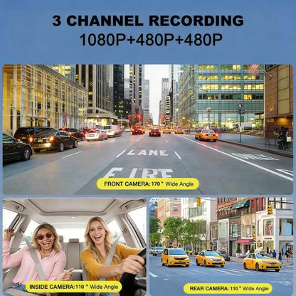 3.16-inch HD 1080P Infrared Night Vision Car DVR,Front + Interior + Rear + Wi-Fi Connectivity
