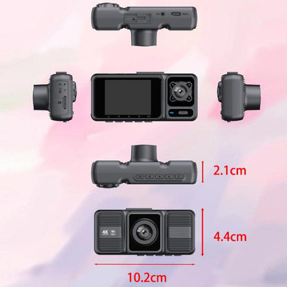 2-Inch WIFI Mobile Phone Playback 4K HD Night Vision Dashcam,Front+Interior+Rear