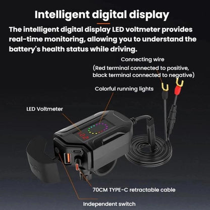 Waterproof Dustproof Motorcycle Phone Charger Retractable USB Charging Cable with 3 way charging. Best Motorcycle charger