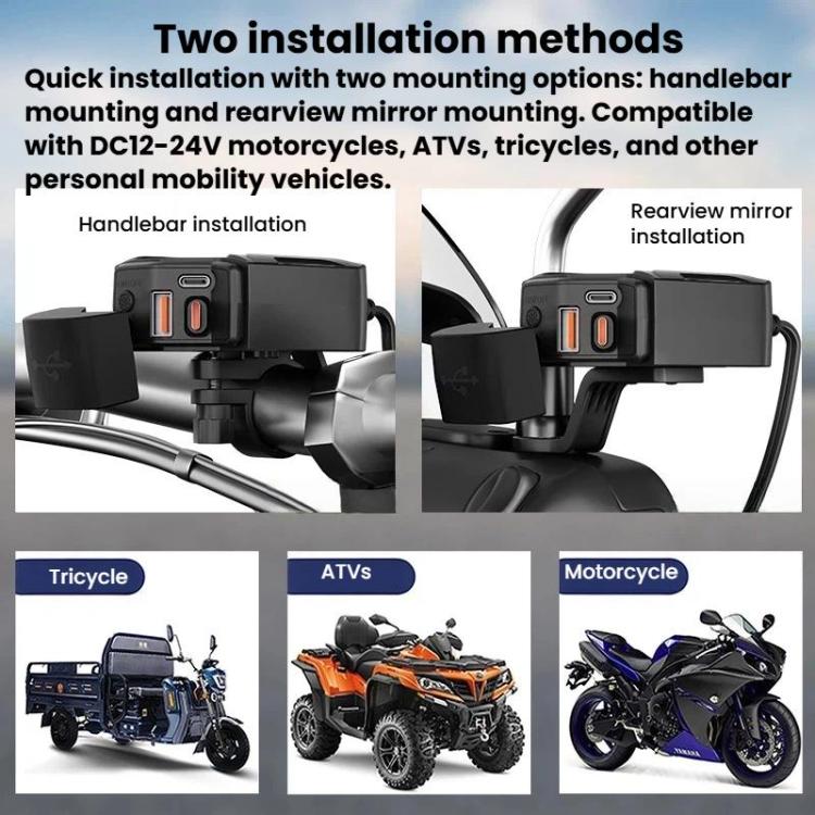 Waterproof Dustproof Motorcycle Phone Charger Retractable USB Charging Cable with 3 way charging. Best Motorcycle charger