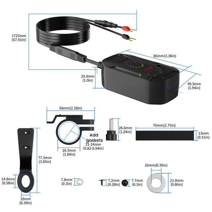Waterproof Dustproof Motorcycle Phone Charger Retractable USB Charging Cable with 3 way charging. Best Motorcycle charger