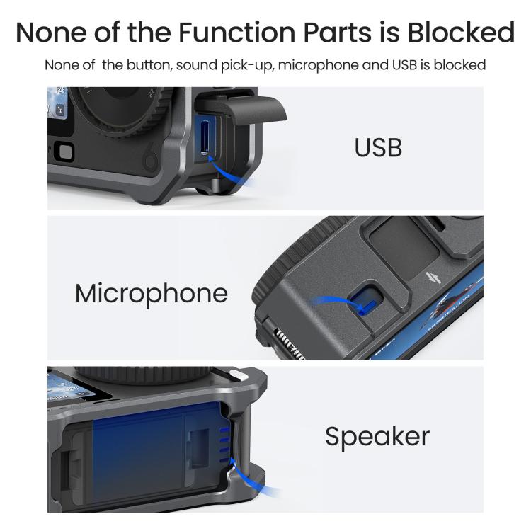 For DJI OSMO Action 6 aMagisn Metal Cage Quick Release Protective Frame with Silicone Lens Cap, Action 6 Metal Cage