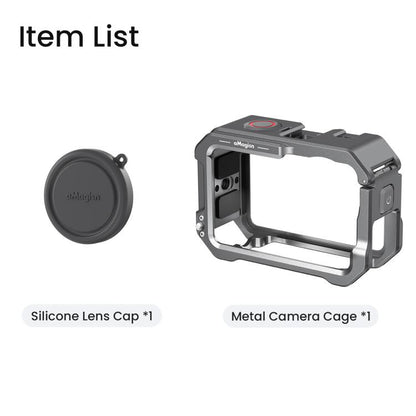 For DJI OSMO Action 6 aMagisn Metal Cage Quick Release Protective Frame with Silicone Lens Cap, Action 6 Metal Cage