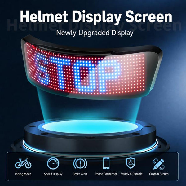 Motorcycle Helmet LED Full-Color Display Screen APP Controlled Riding Light Panel, 1500mAh