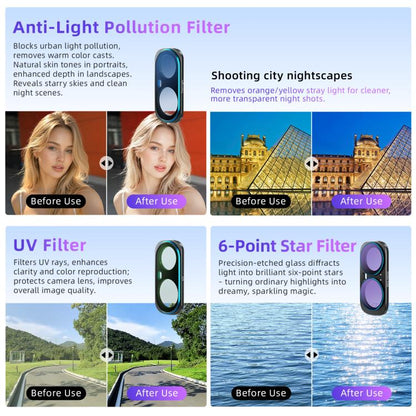 For Insta360 Luna Ultra aMagisn Magnetic Lens Filter, Adj CPL/UV/Black Mist/VND2-32/LPR, Adj CPL/UV/Black Mist/VND2-32, Adj CPL/VND2-32, ND8/16/32/64/128, Adjustable CPL Filter, 1/4 Black Diffusion, LPR, ND8, ND16, ND32, ND64, ND128, 6-Point Star