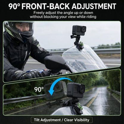 Motorcycle Windshield Camera Mount 360-degree Rotation Clip Holder for DJI, Insta360, GoPro and Other Action Cameras
