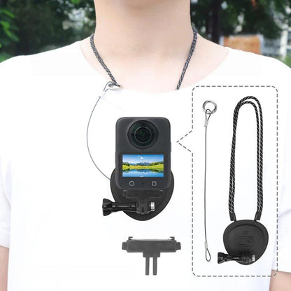 CQT Magnetic Neck Mount for Action Cameras Hands Free POV Quick Release Lanyard Holder, Single Bracket, With Adapter Set