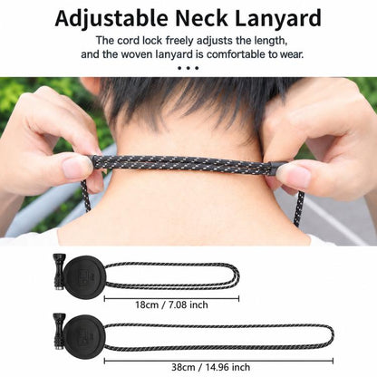 CQT Magnetic Neck Mount for Action Cameras Hands Free POV Quick Release Lanyard Holder, Single Bracket, With Adapter Set